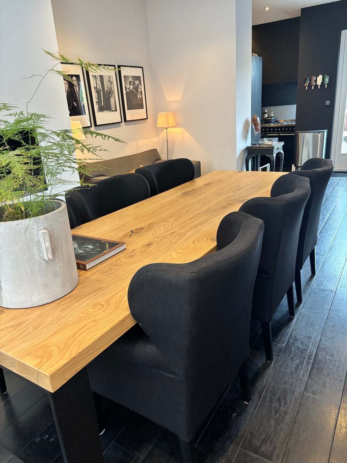 Zwarte eetkamer fauteuils (6 stuks totaal) prijs per stoel, Gebruikt, Zwart, Ophalen of Verzenden, Stof
