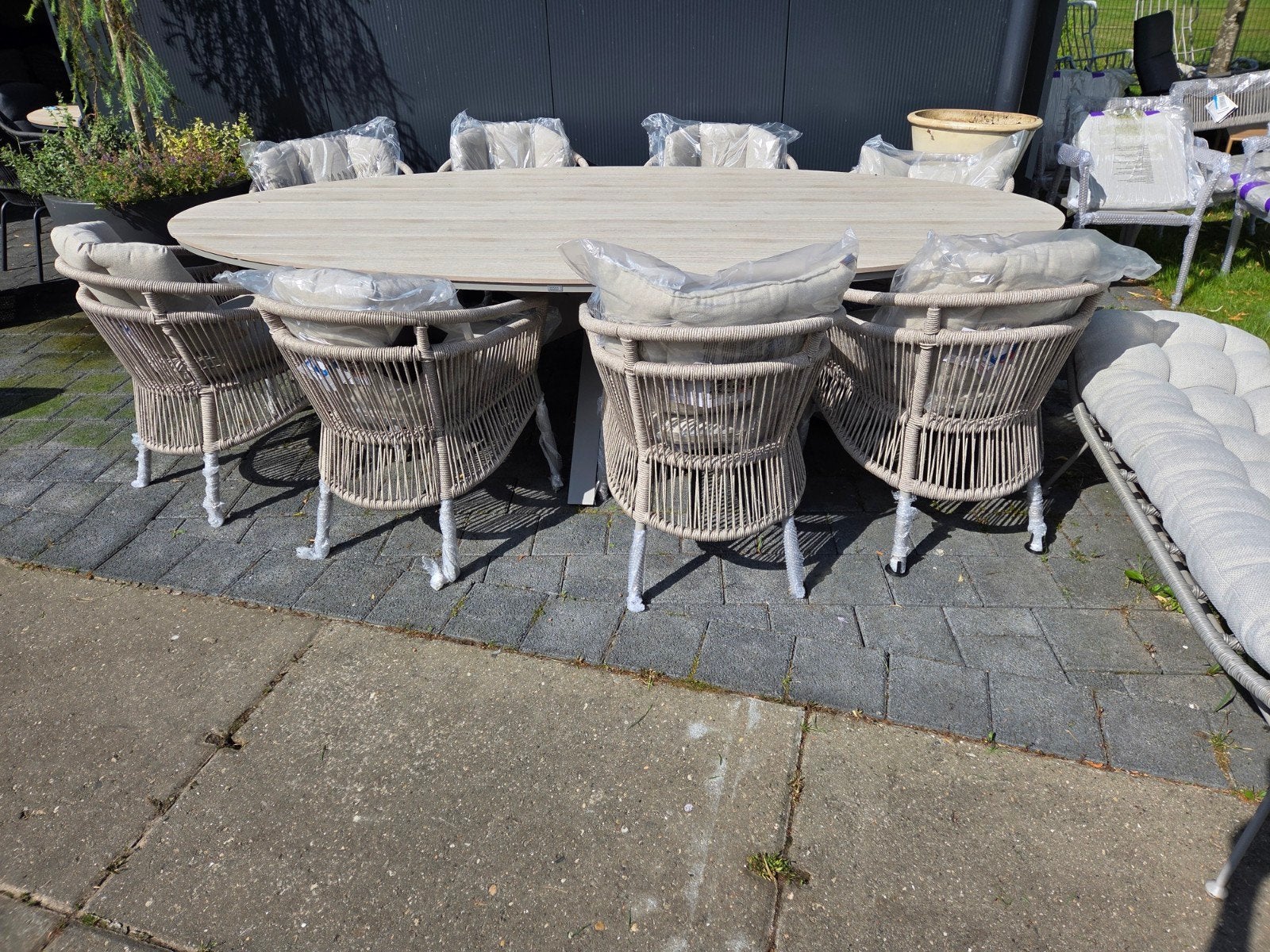 ONDERHOUDSVRIJE DININGSET MET 8 STOELEN TAFEL 280x140cm, Ophalen, Nieuw, Aluminium, Stoel