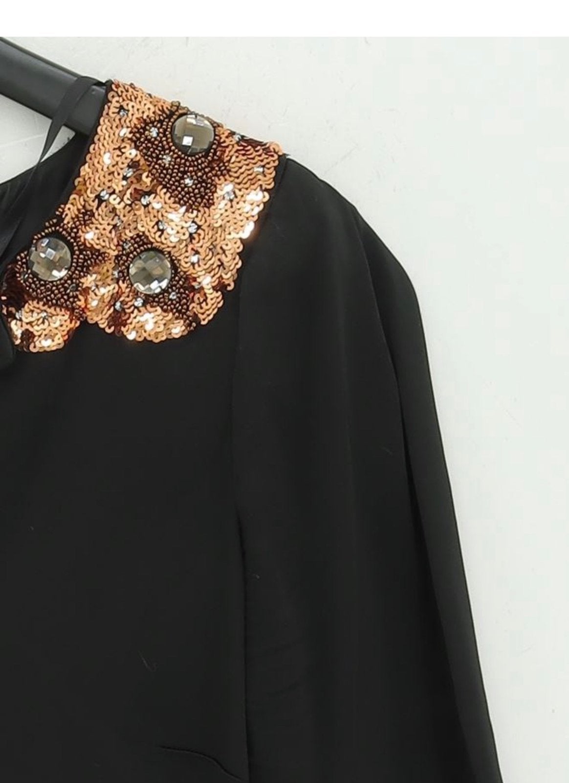 NIEUW Jurk Monsoon 38-M zwart bronze + schouder steentjes, Kleding | Dames, Maat 38/40 (M), Zwart, Nieuw, Ophalen of Verzenden