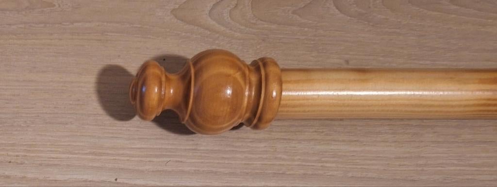 Houten gordijnroede met sierknop - 120 cm, Ophalen, Nieuw, Bruin