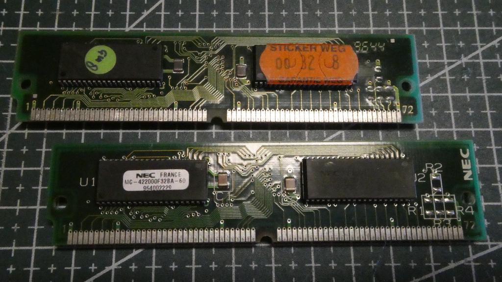 2x 72 Pins 8Mb retro vintage ram modules bankjes, Overige soorten, Ophalen of Verzenden, Desktop, Gebruikt