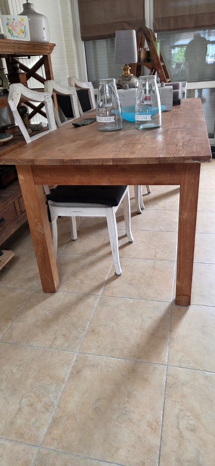 teakhouten tafel, Ophalen, Teakhout, 200 cm of meer, 50 tot 100 cm