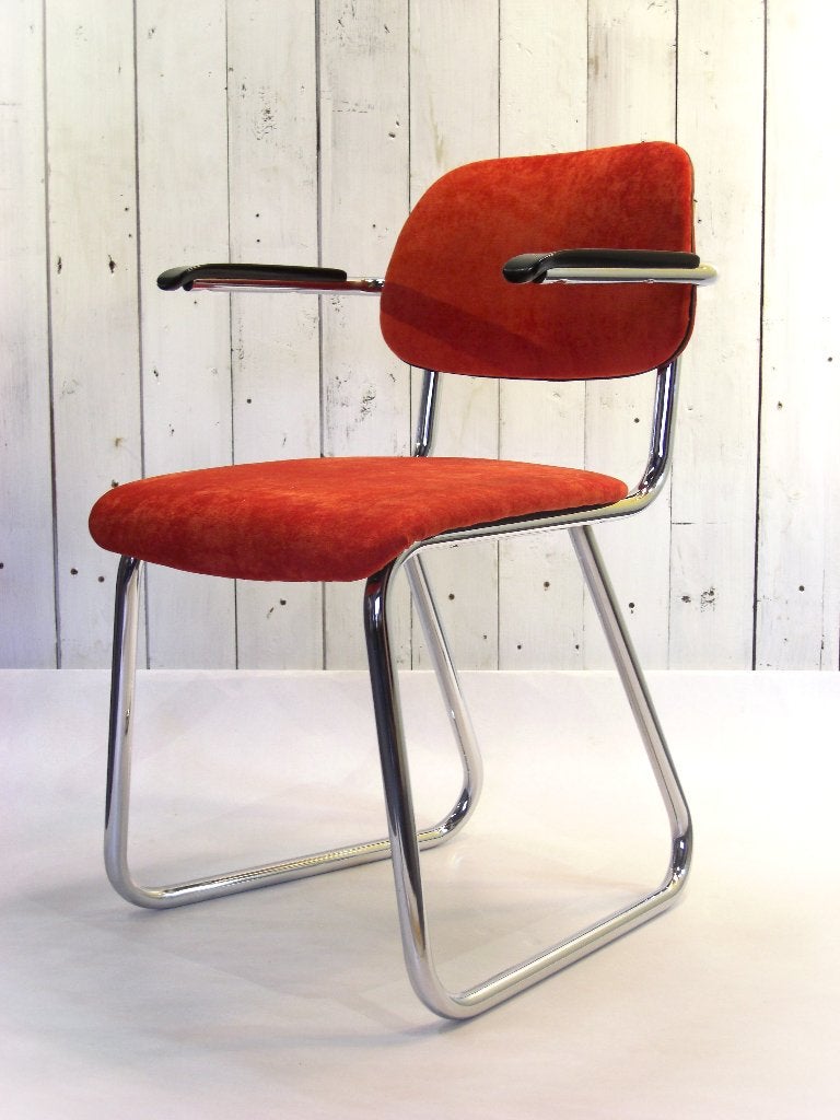 Vintage design stoel met buisframe, Ophalen, Gebruikt, Gispen, Vijf, Zes of meer stoelen