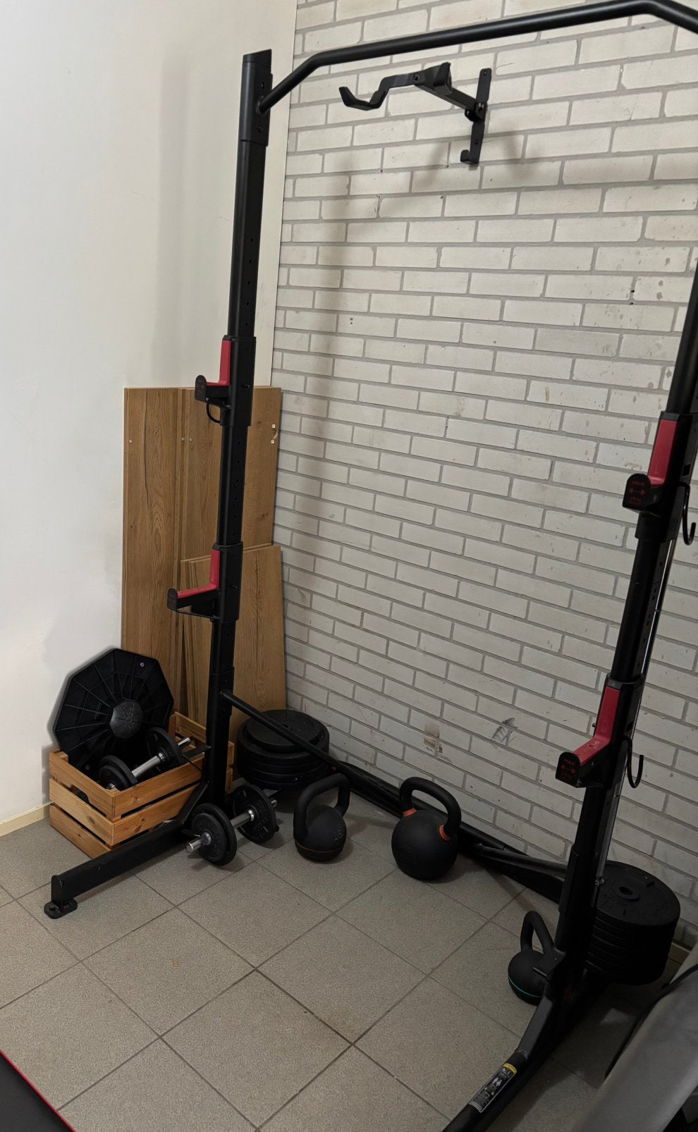 Complete set Domyos Rack 500 Squatrek, Ophalen, Zo goed als nieuw, Fitnessbank