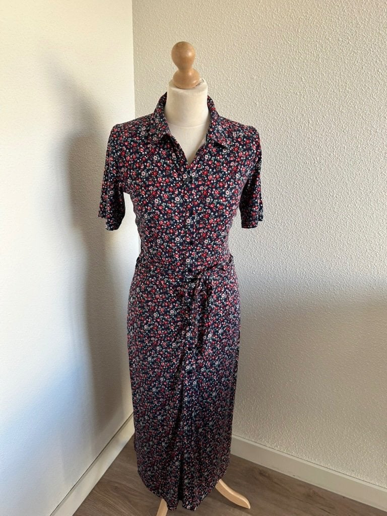 King Louie maat L bloemen doorknoop midi jurk 2783, Kleding | Dames, Maat 42/44 (L), Ophalen of Verzenden, Zo goed als nieuw, King Louie