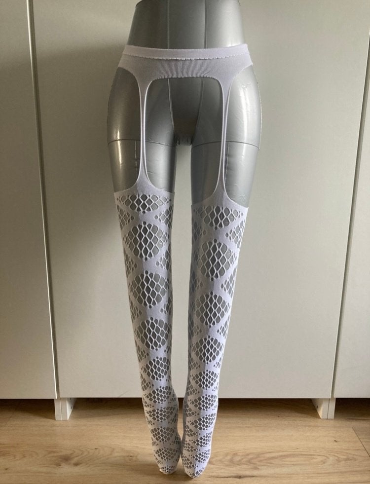 Witte open jarretel, Verzenden, Nieuw, Wit, Panty