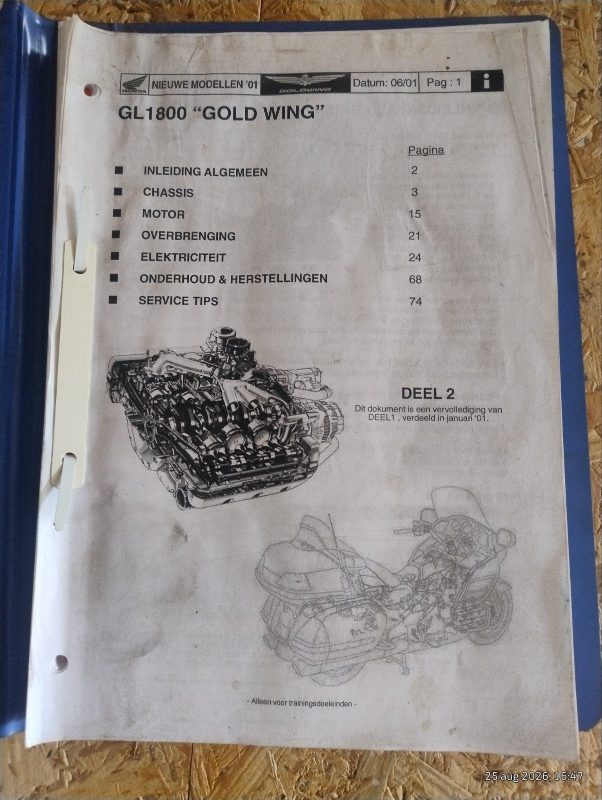 Honda GL1800 Gold Wing 2001 Serviceboek(NL), Verzenden, Honda
