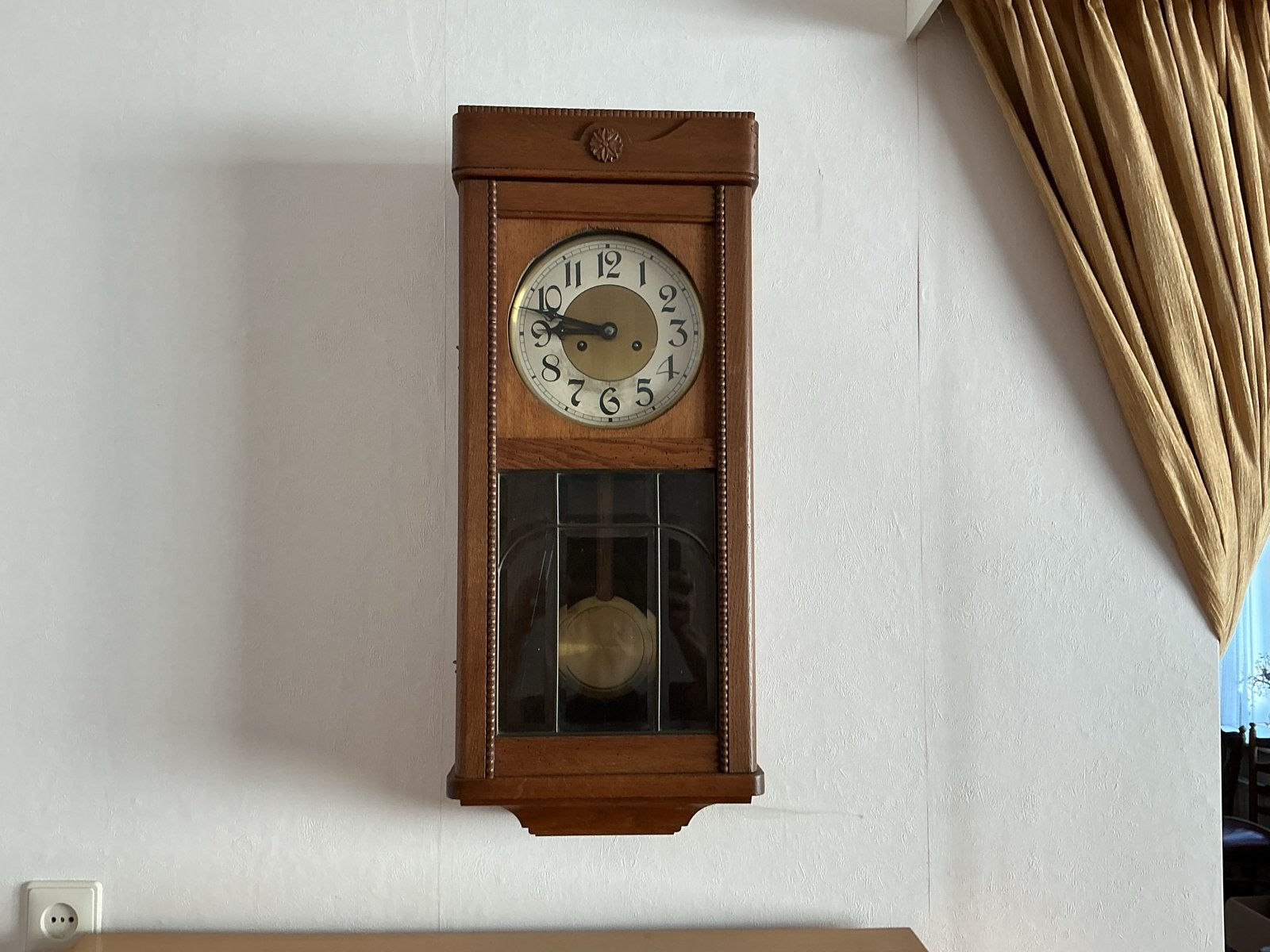 Antieke houten wandklok met slinger, Antiek en Kunst, Ophalen of Verzenden