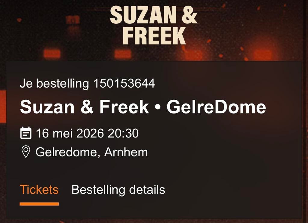 Suzan & Freek 2 zitplaatsen goud 16 mei, Twee personen