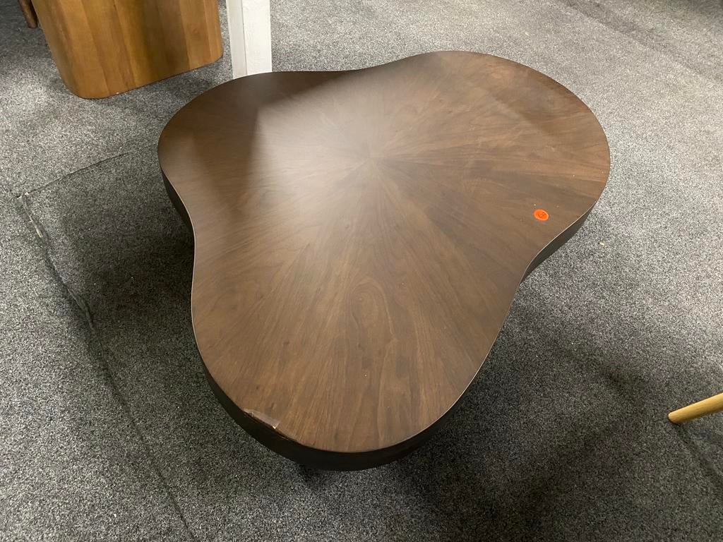Salontafel 150x110x25 walnoot kleur organische vorm japandi, Ophalen, 100 tot 150 cm, Nieuw, 150 tot 200 cm
