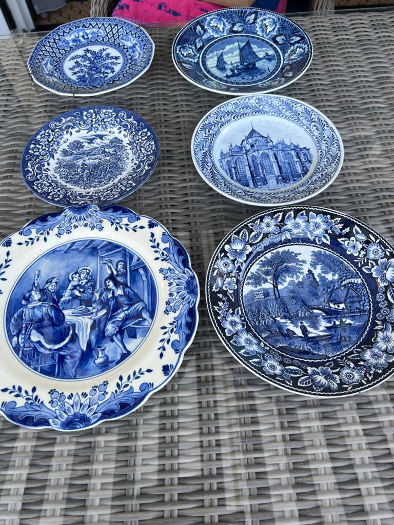 Set van 6 Delfts Blauwe sierborden, Ophalen