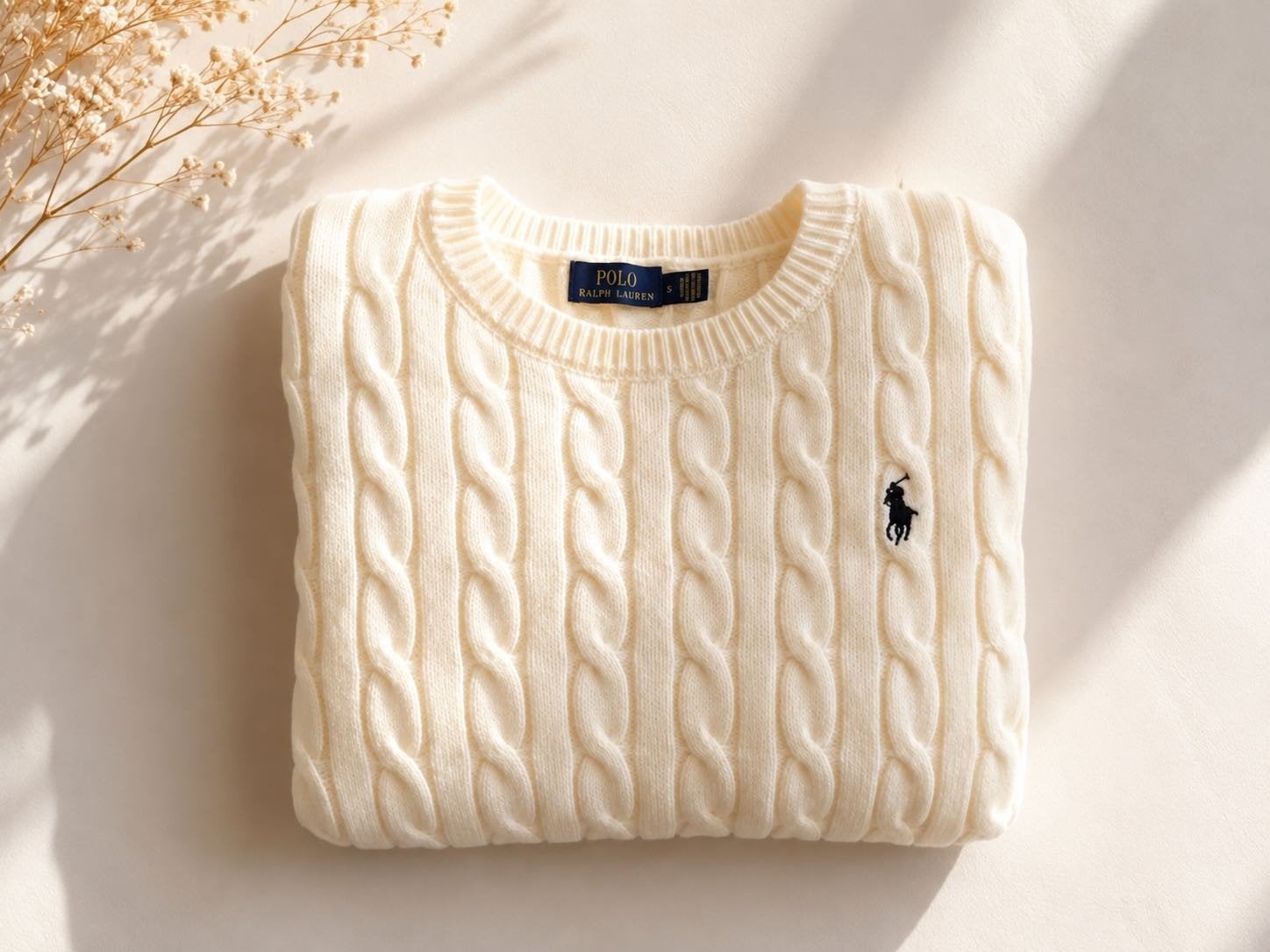 Ralph Lauren Kabeltrui, Wit, Ralph Lauren, Ophalen of Verzenden, Zo goed als nieuw
