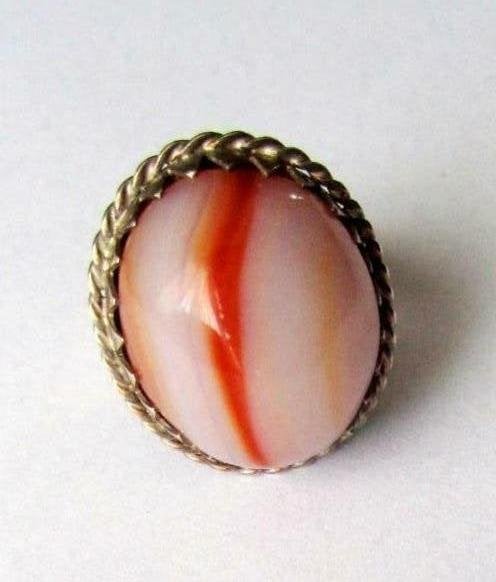 Prachtige zilveren ring grote Dragon Eye agaat maat 16,5, Sieraden, Tassen en Uiterlijk, Antieke sieraden, Ophalen, Zilver, Ring