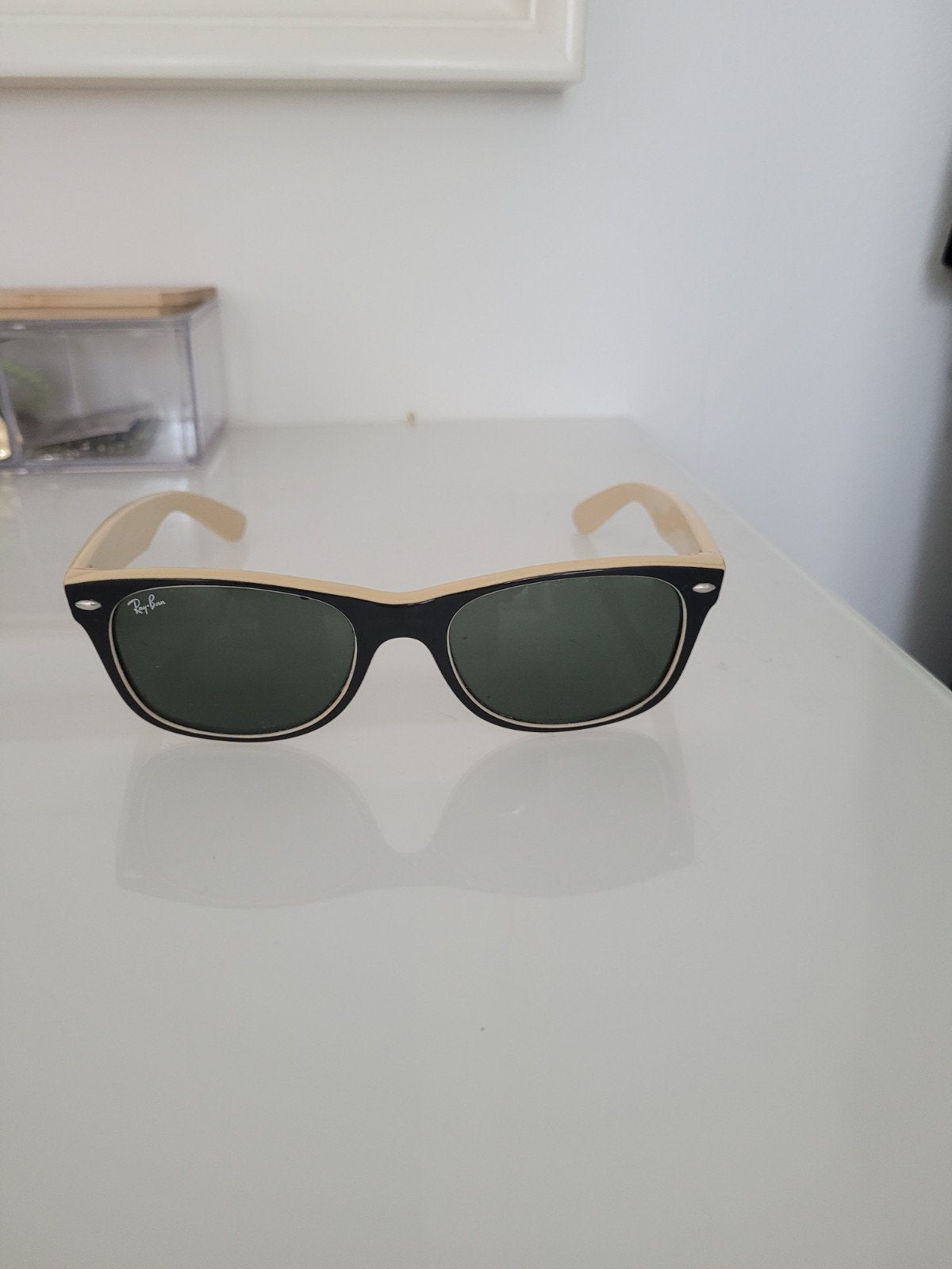 Ray-Ban Wayfarer Zonnebril Zwart/Beige, Zonnebril, Zwart, Ophalen of Verzenden, Zo goed als nieuw