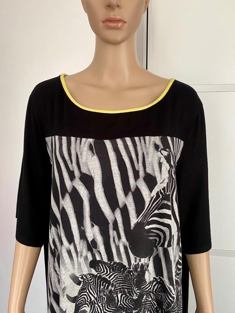 i226 Doris Streich mt 50=XXL lang top shirt zwart/grijs/geel, Maat 46/48 (XL) of groter, Ophalen of Verzenden, Zo goed als nieuw