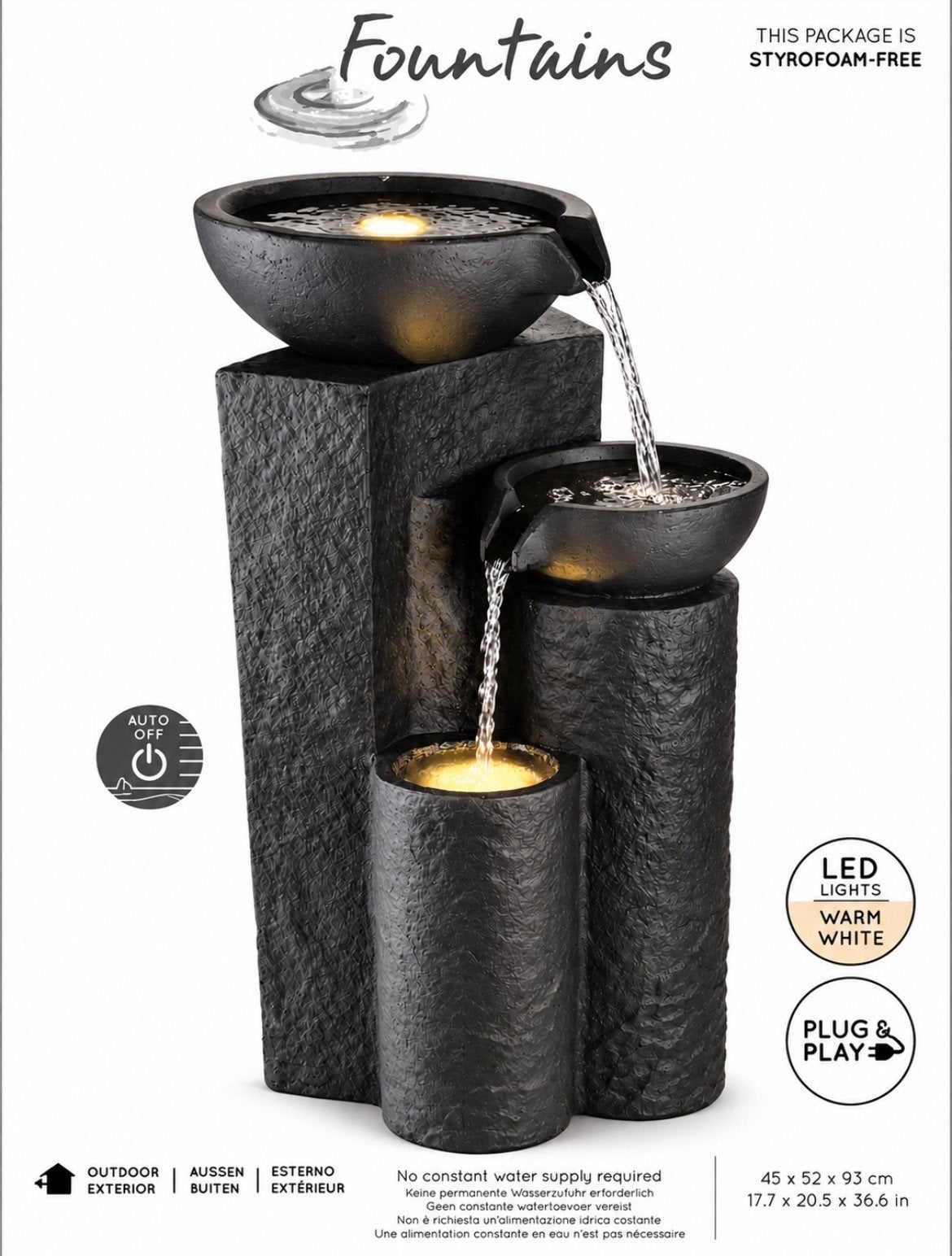 Modern Waterornament met LED Verlichting - Plug & Play