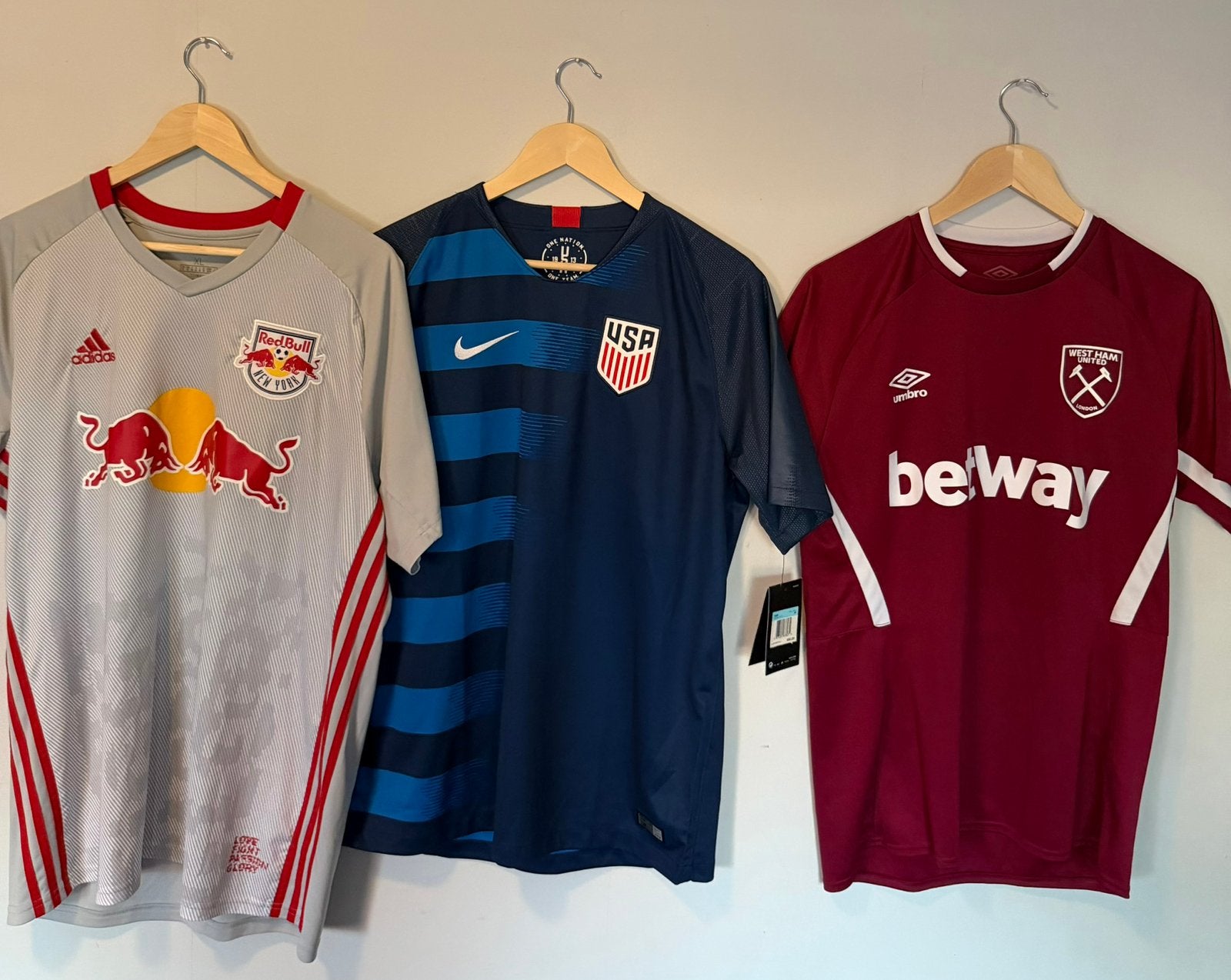New York Red Bulls, USA & West Ham United voetbalshirts, Maat XL, Ophalen, Zo goed als nieuw, Shirt