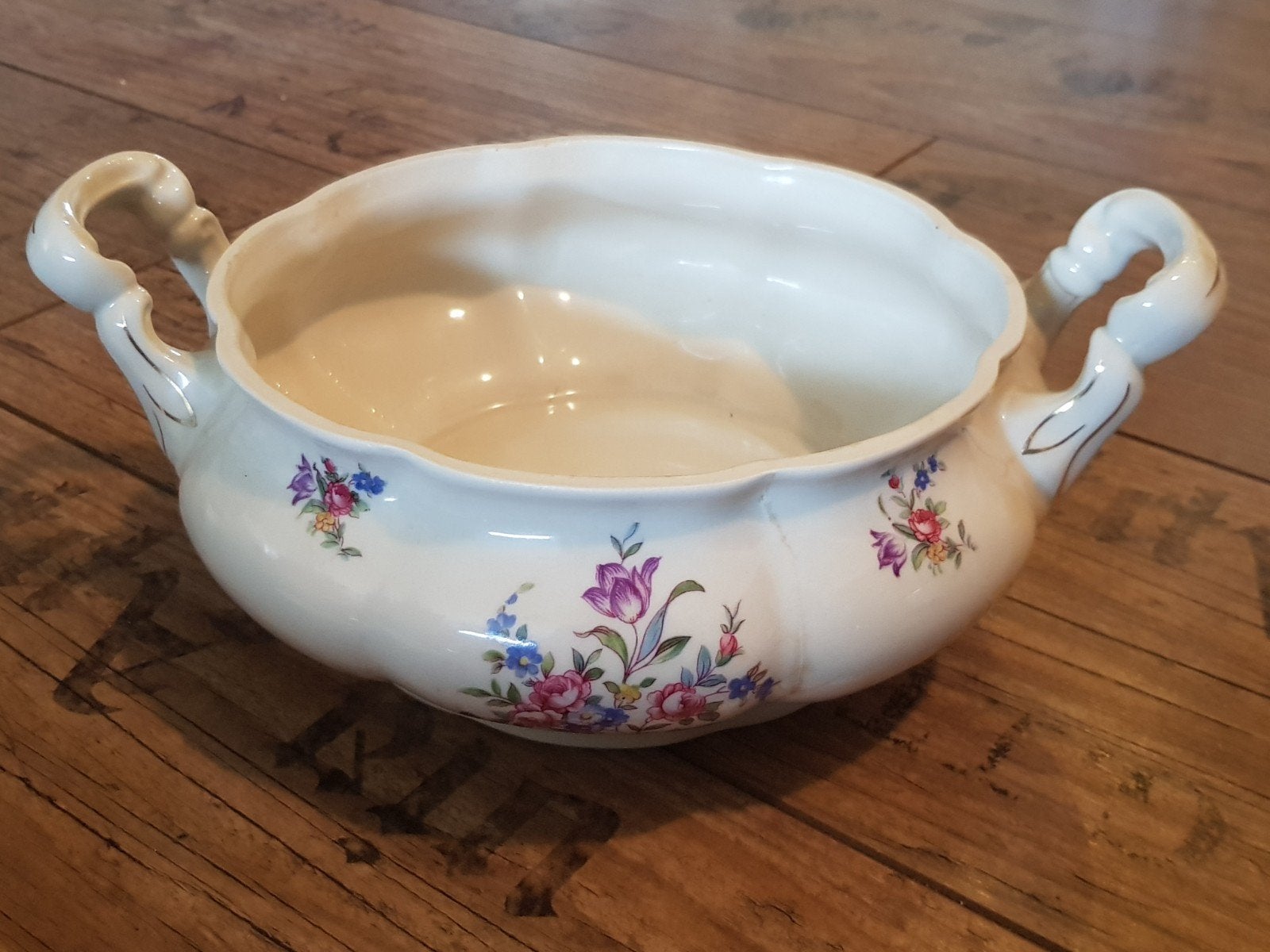 Antieke schaal pools viktoria bloemen poland servies, Ophalen of Verzenden