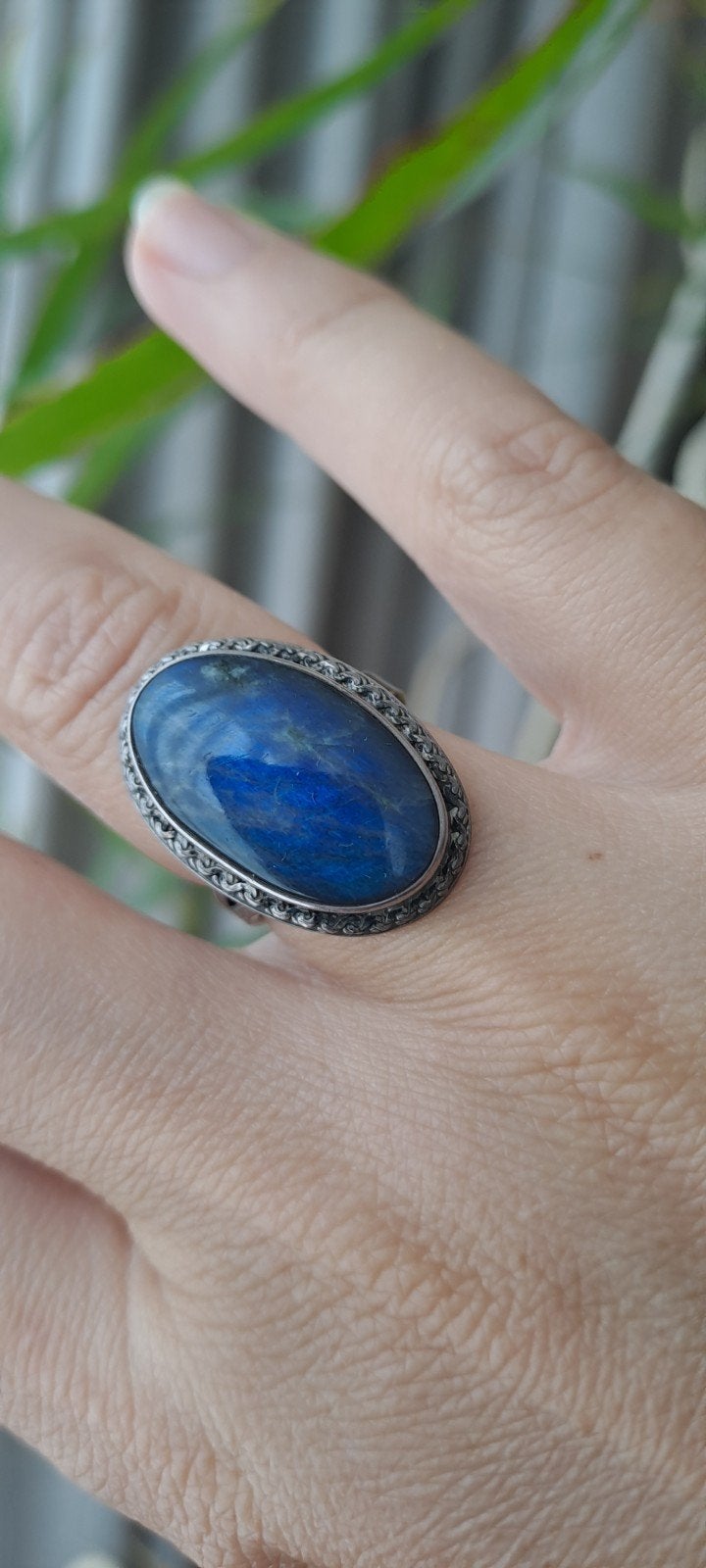 Zilveren ring met labradoriet, maat 16., Nieuw, Ophalen of Verzenden, Kleiner dan 17, Dame
