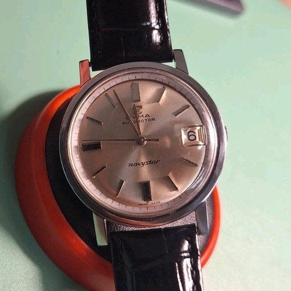 Cyma Navystar Autodate Herenhorloge - Zwitsers Gemaakt, Overige merken, Staal, Polshorloge, Ophalen of Verzenden