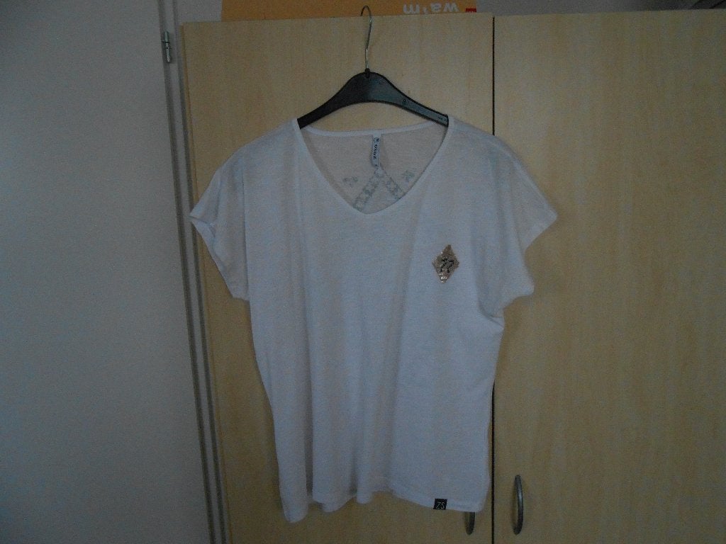 Mooi wit shirt met print maat XXL van Zoso, Wit, Maat 46/48 (XL) of groter, Ophalen of Verzenden, Korte mouw