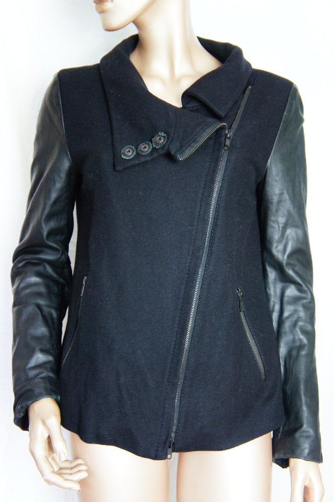 DRYKORN jasje maat 3 (M) VIRGIN WOOL ECHT LEER, Kleding | Dames, Maat 38/40 (M), -, Verzenden, Zwart