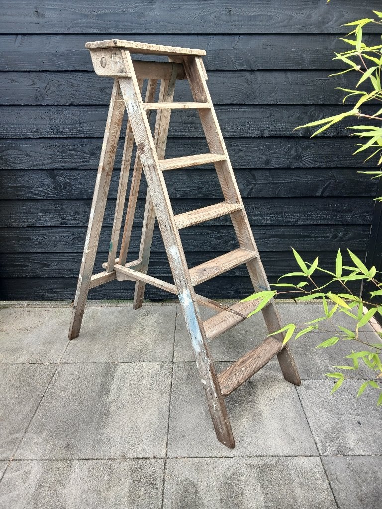 Houten Inklapbare Schilderstrap, trap - Vintage jaren 60-70, Ophalen, Gebruikt, Trap, Opvouwbaar of Inschuifbaar