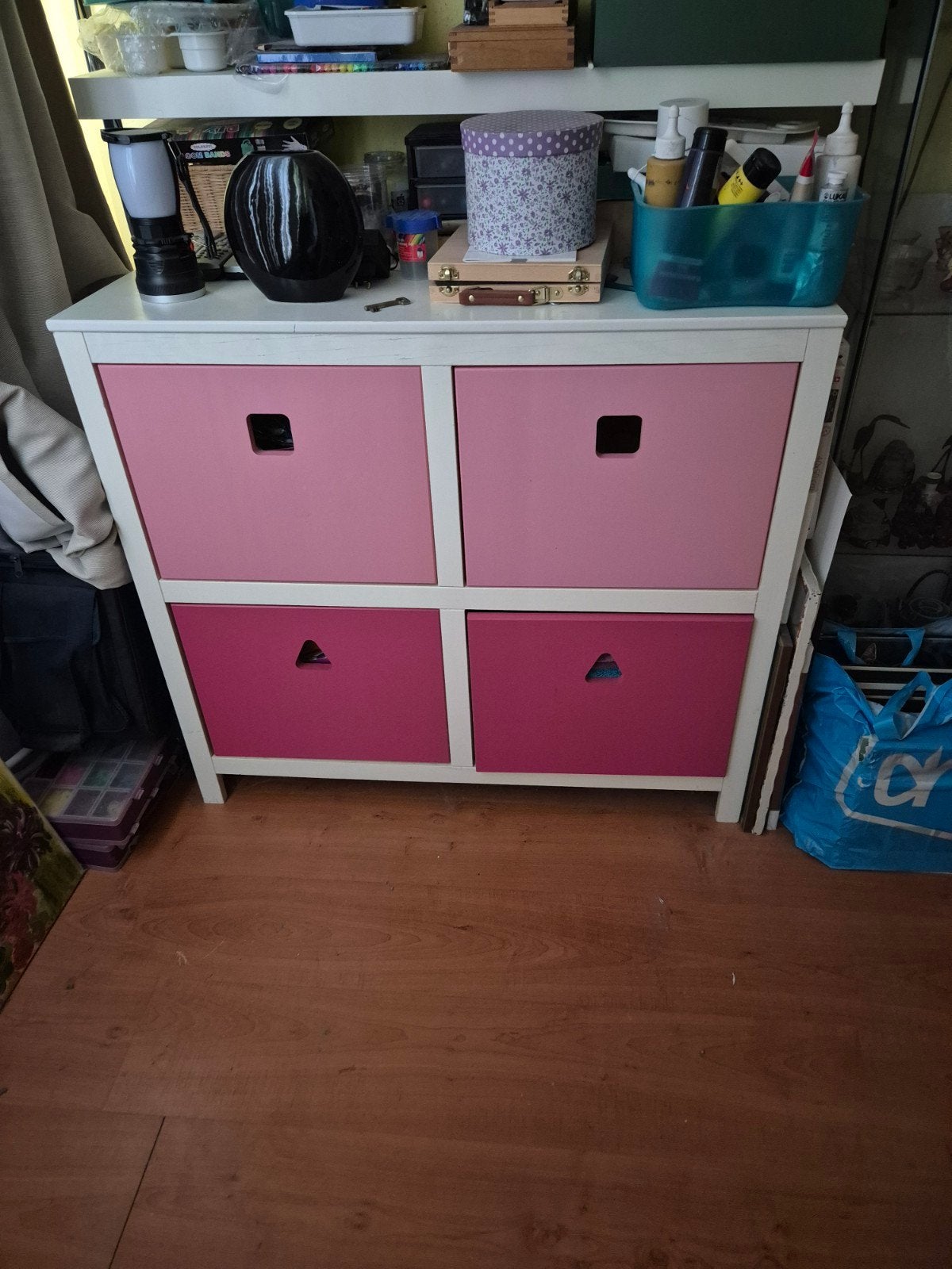 IKEA KALLAX Opbergkast met 4 roze lades, Huis en Inrichting, Ophalen, Gebruikt