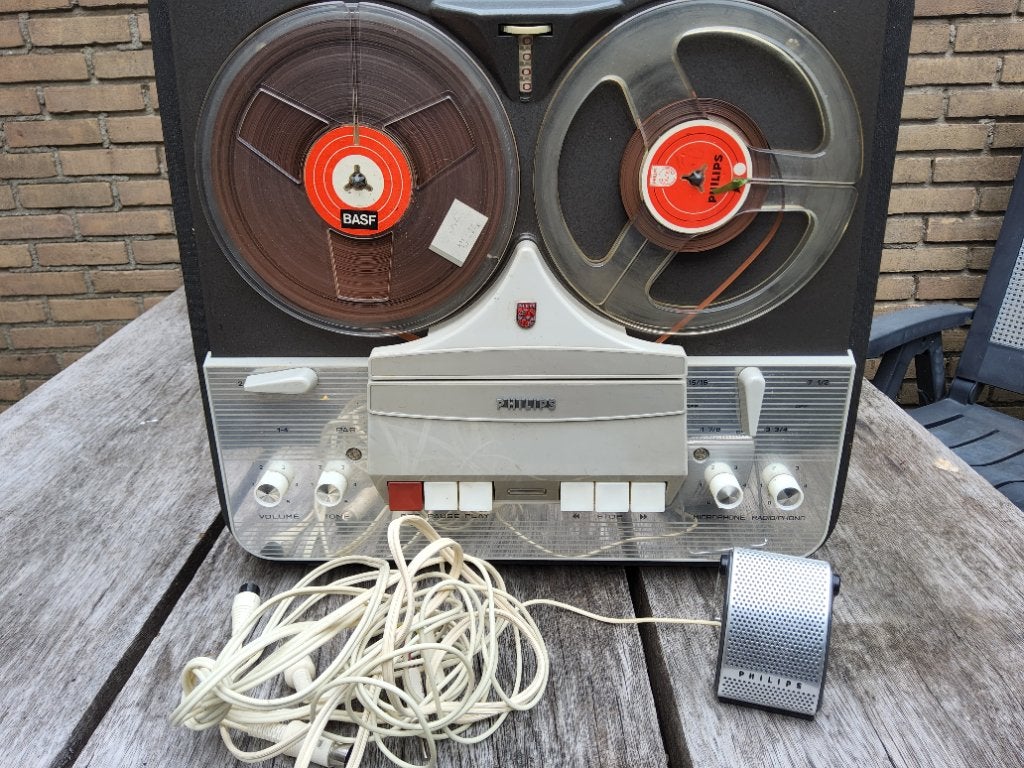 Bandrecorder Philips EL 3549 A/00 met microfoon, Ophalen of Verzenden, Bandrecorder, Met stofkap