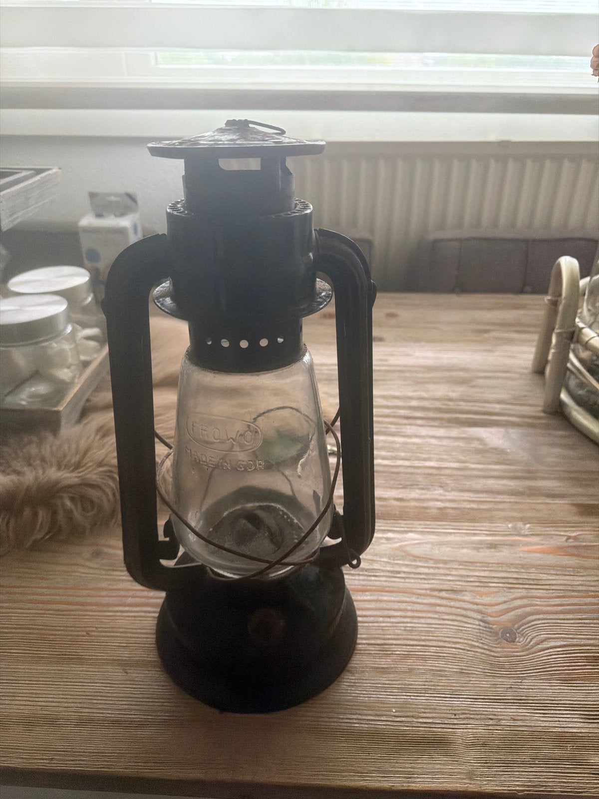 Vintage Petroleumlamp Frowo - Made in GDR, Ophalen of Verzenden