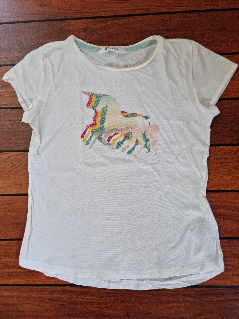 H&M shirt paarden maat 158, Gebruikt, Meisje, H&M, Ophalen of Verzenden