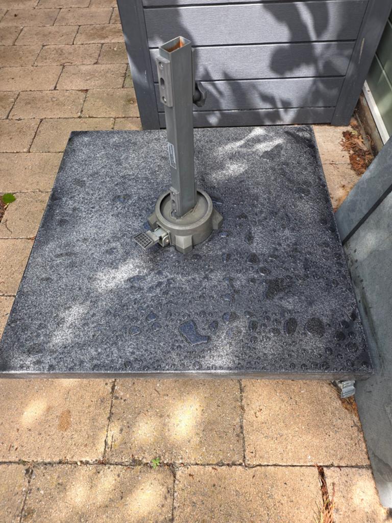 Granieten parasolvoet 90 kg - royal antraciet 80x80x12, Tuin en Terras, Ophalen, Gebruikt, Minder dan 1 meter, Parasolvoet
