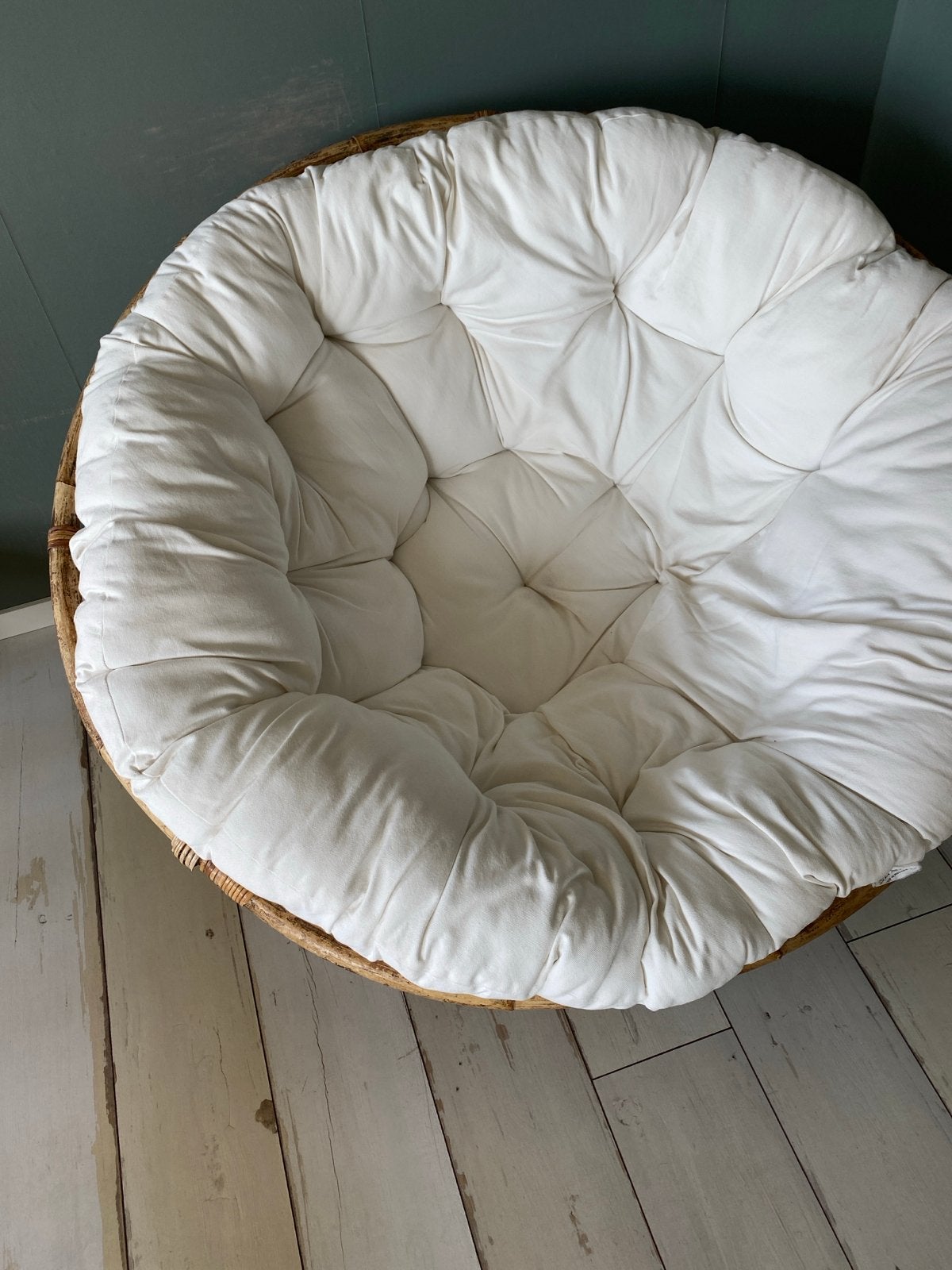 Leuke Papasan stoel in zeer goede staat - diameter 1.14m, Huis en Inrichting, Ophalen, Overige kleuren, Riet of Rotan, Zo goed als nieuw