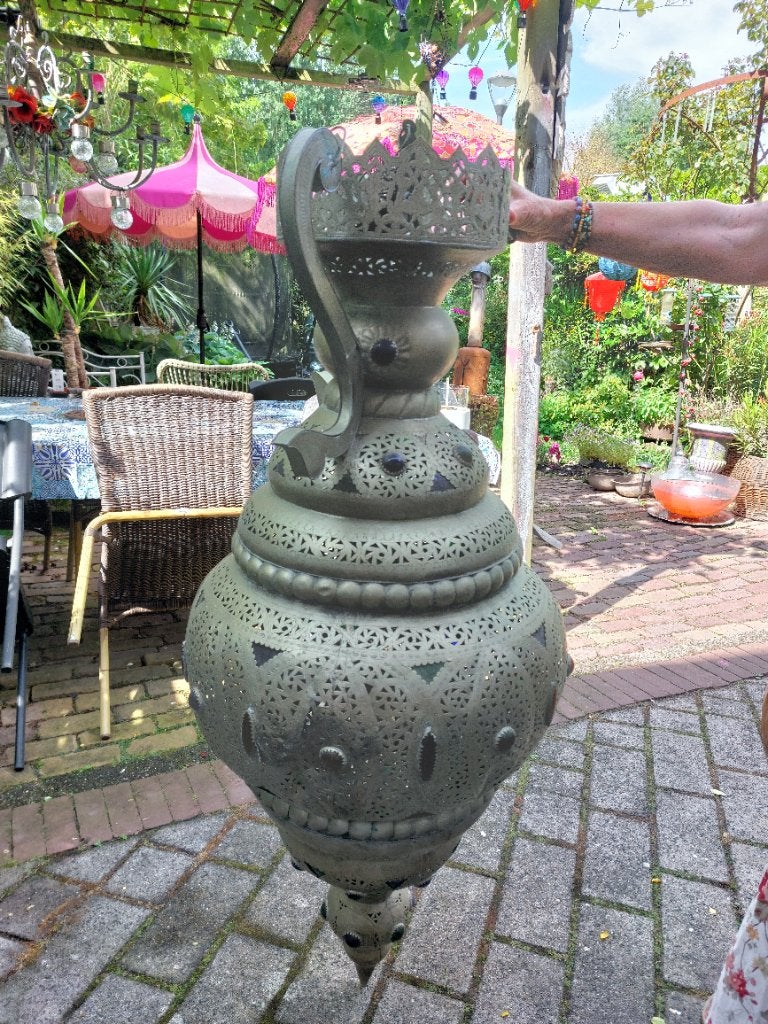 Grote Marokkaanse filigraan lamp, Huis en Inrichting, Lampen | Hanglampen, Ophalen, Overige materialen, Gebruikt, Marokkaans