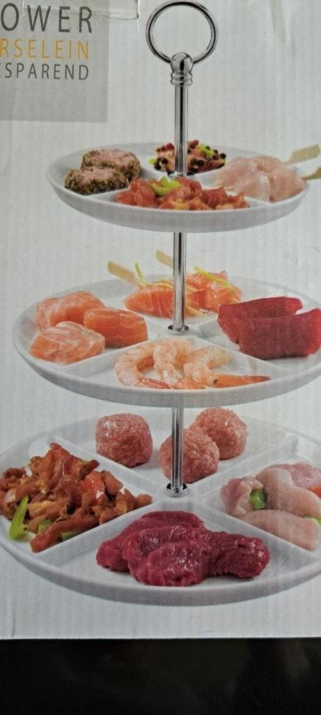 ETAGERE NIEUW PORSELEIN  35 cm. hoog, Ophalen of Verzenden, Nieuw