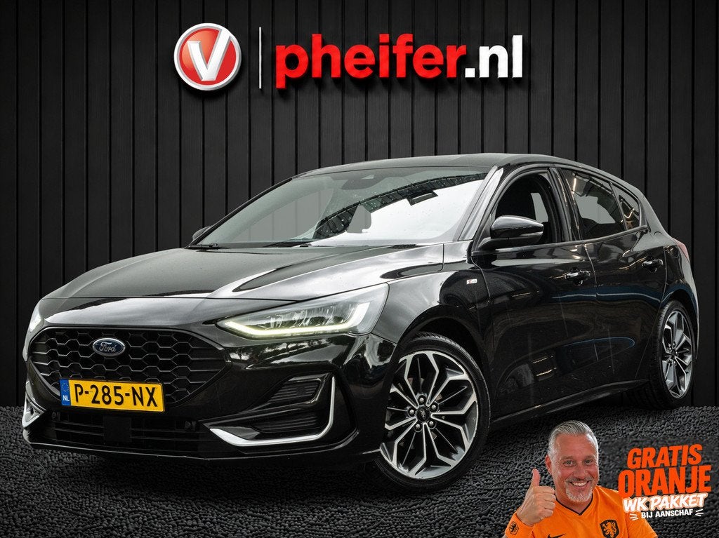 Ford Focus 1.0 EcoBoost Hybrid ST Line Vignale Leer/ Stoel-s, 125 pk, Gebruikt, Met garantie (alle), Zwart
