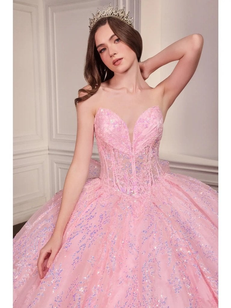 Bandloze quinceañera-baljurk met glitterprint Roze, Galajurk, Nieuw, Ophalen of Verzenden, Roze