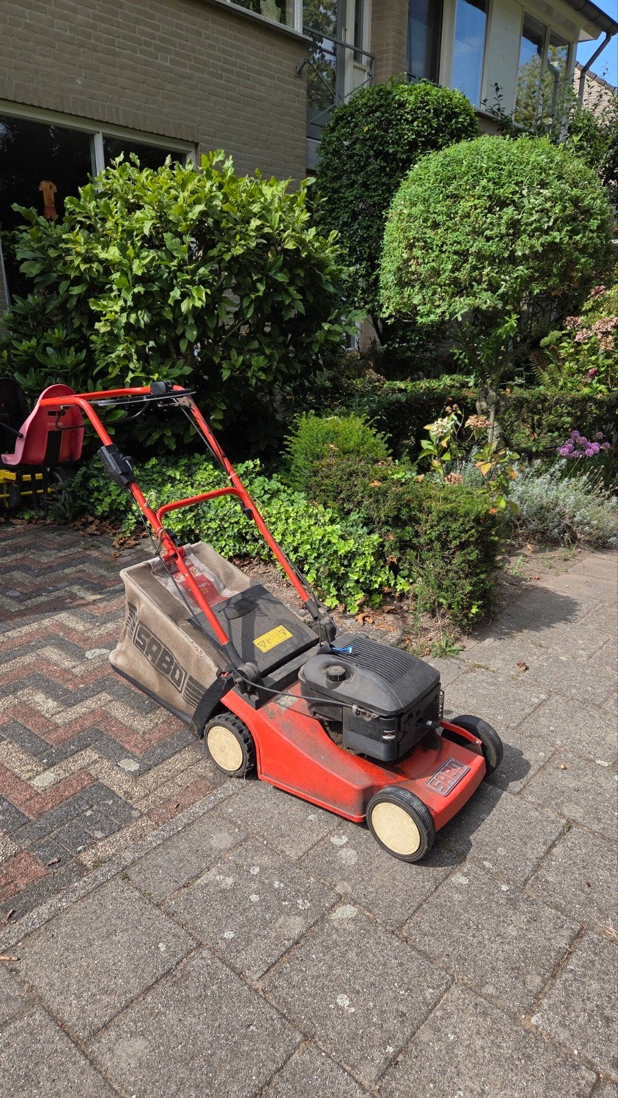 SABO 43-4 A turbostar systeem benzine grasmaaier, Tuin en Terras, Grasmaaiers, Ophalen, Gebruikt