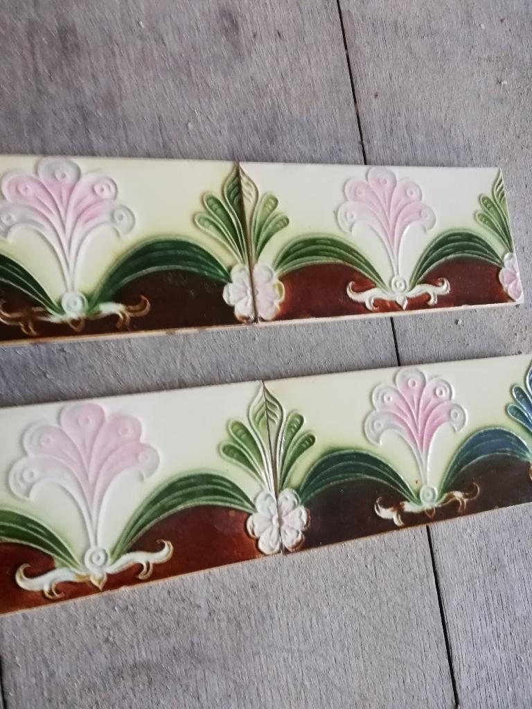6 jugendstil wandtegels mooi boven fornuis 15x7,5cm, Ophalen of Verzenden