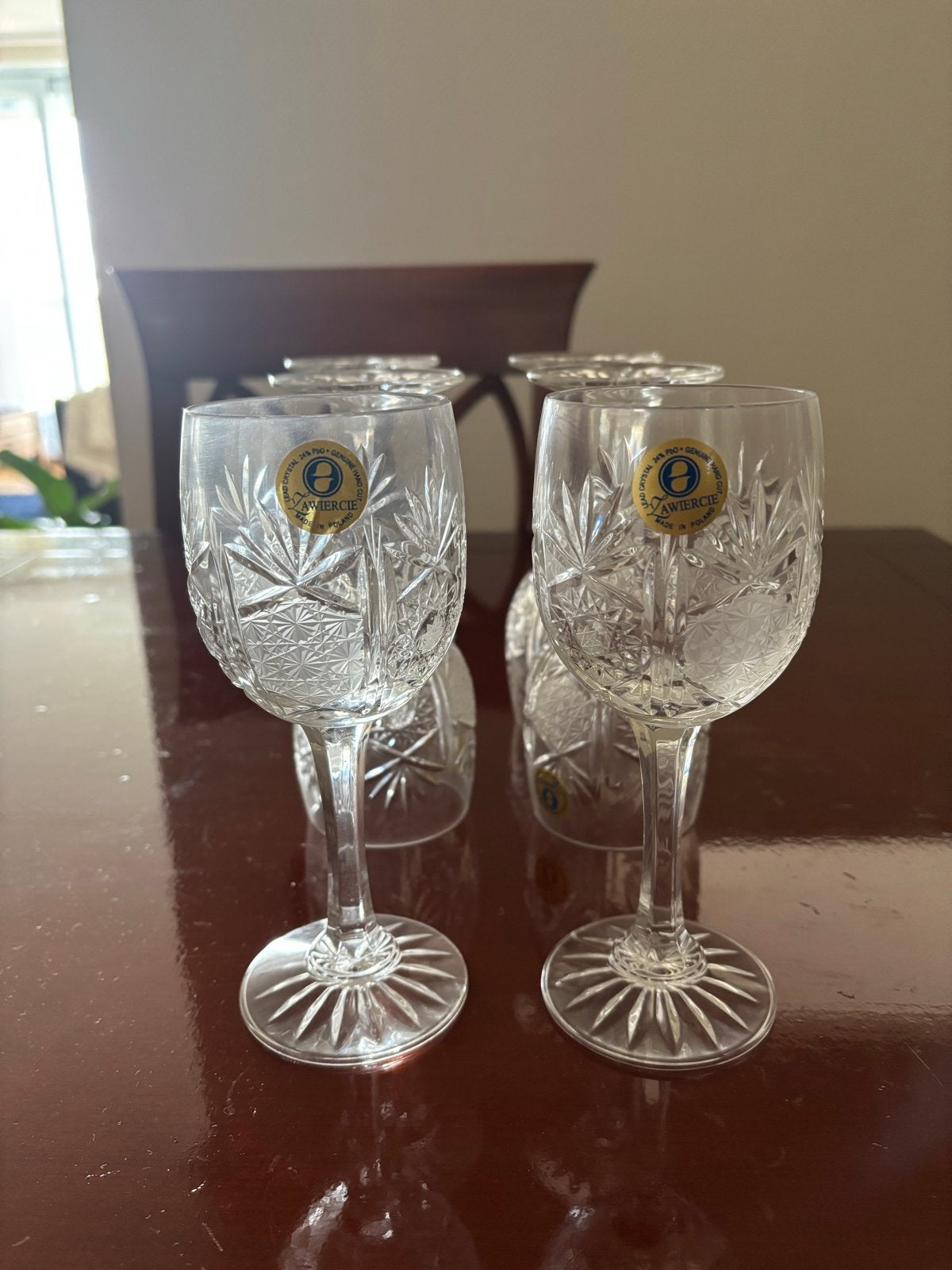 Set van 6 Zawiercie 24% PBO Loodkristal Wijnglazen, Antiek en Kunst, Antiek | Glas en Kristal, Ophalen