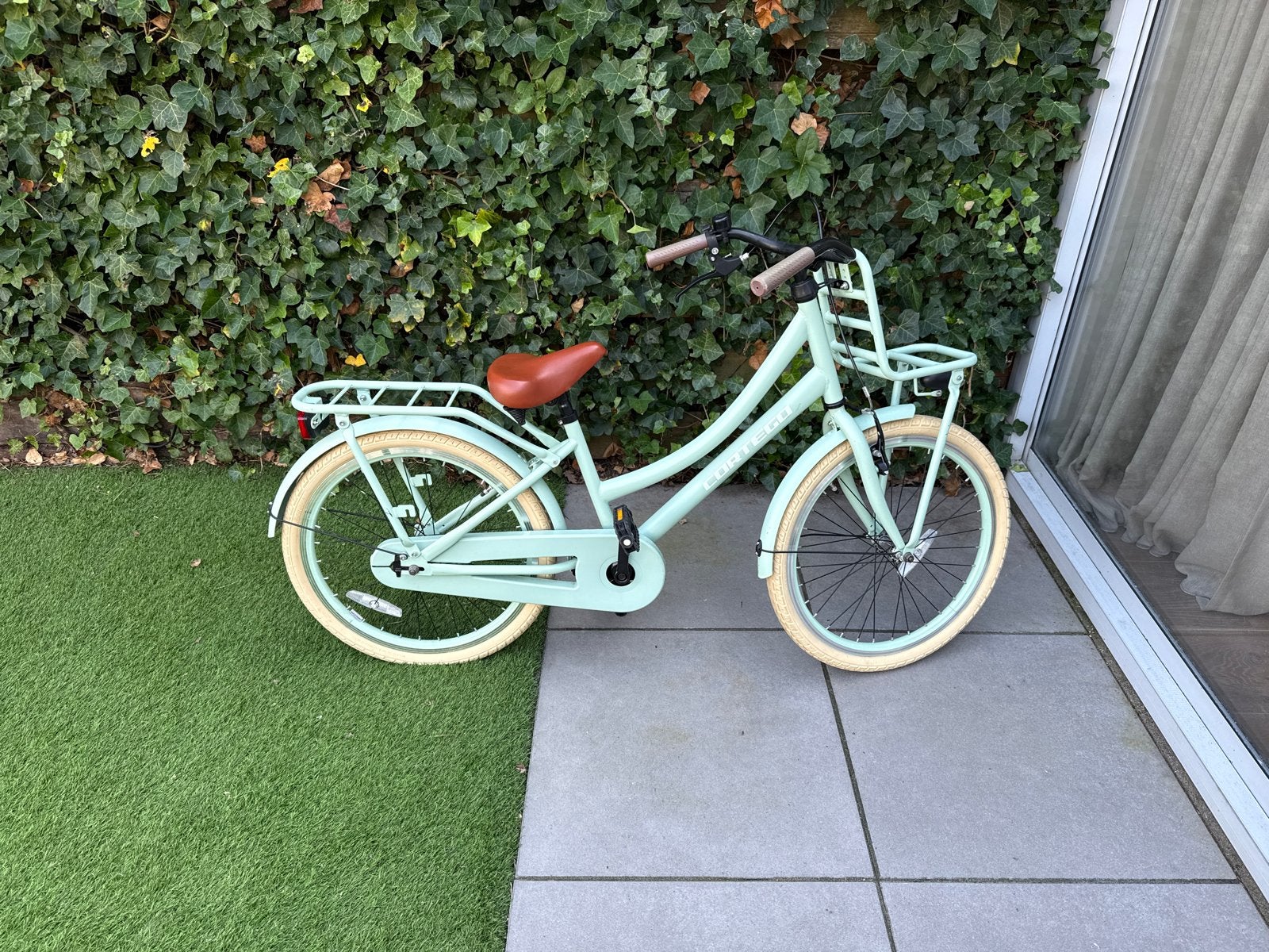 Mintgroene kinderfiets met voordrager 22 inch / 1,5 jasr oud, Fietsen en Brommers, Ophalen, Terugtraprem, 22 inch, Handrem