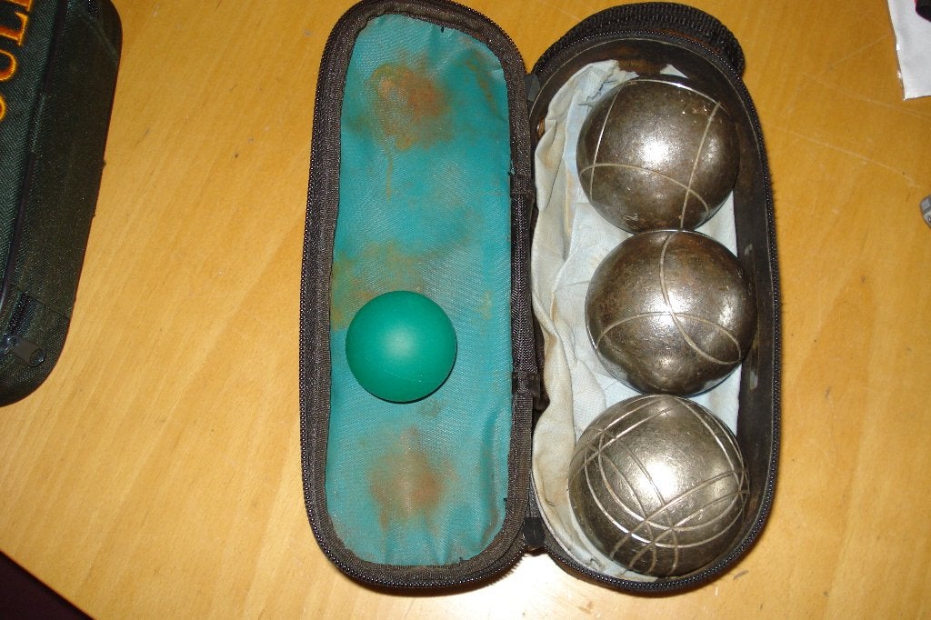 3 jeu de boules ballen. tasje obut., Ophalen of Verzenden, Gebruikt, Bal