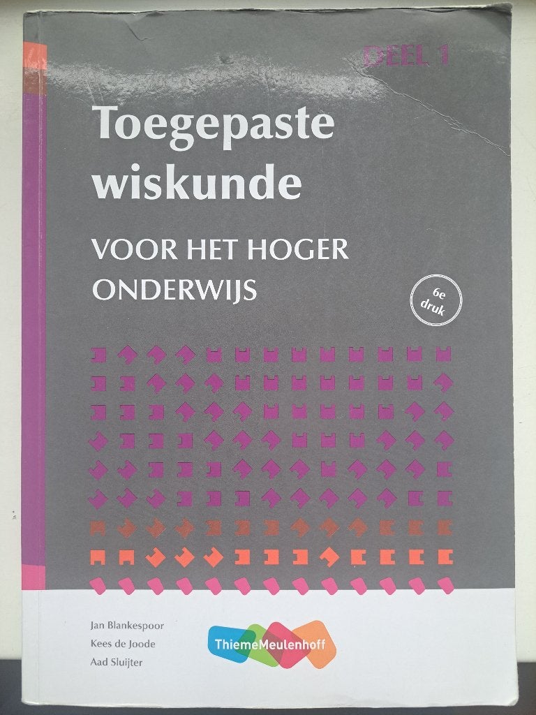 Toegepaste wiskunde voor het hoger onderwijs deel 1, Boeken, Gelezen, Jan Blankespoor, Kees de Joode, Aad Sluijter, Beta, HBO