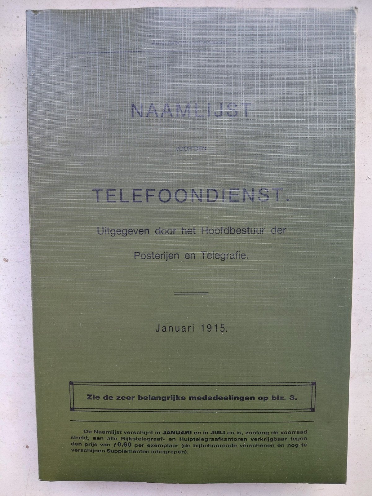 Historisch telefoonboek - 1915, Ophalen, Zo goed als nieuw