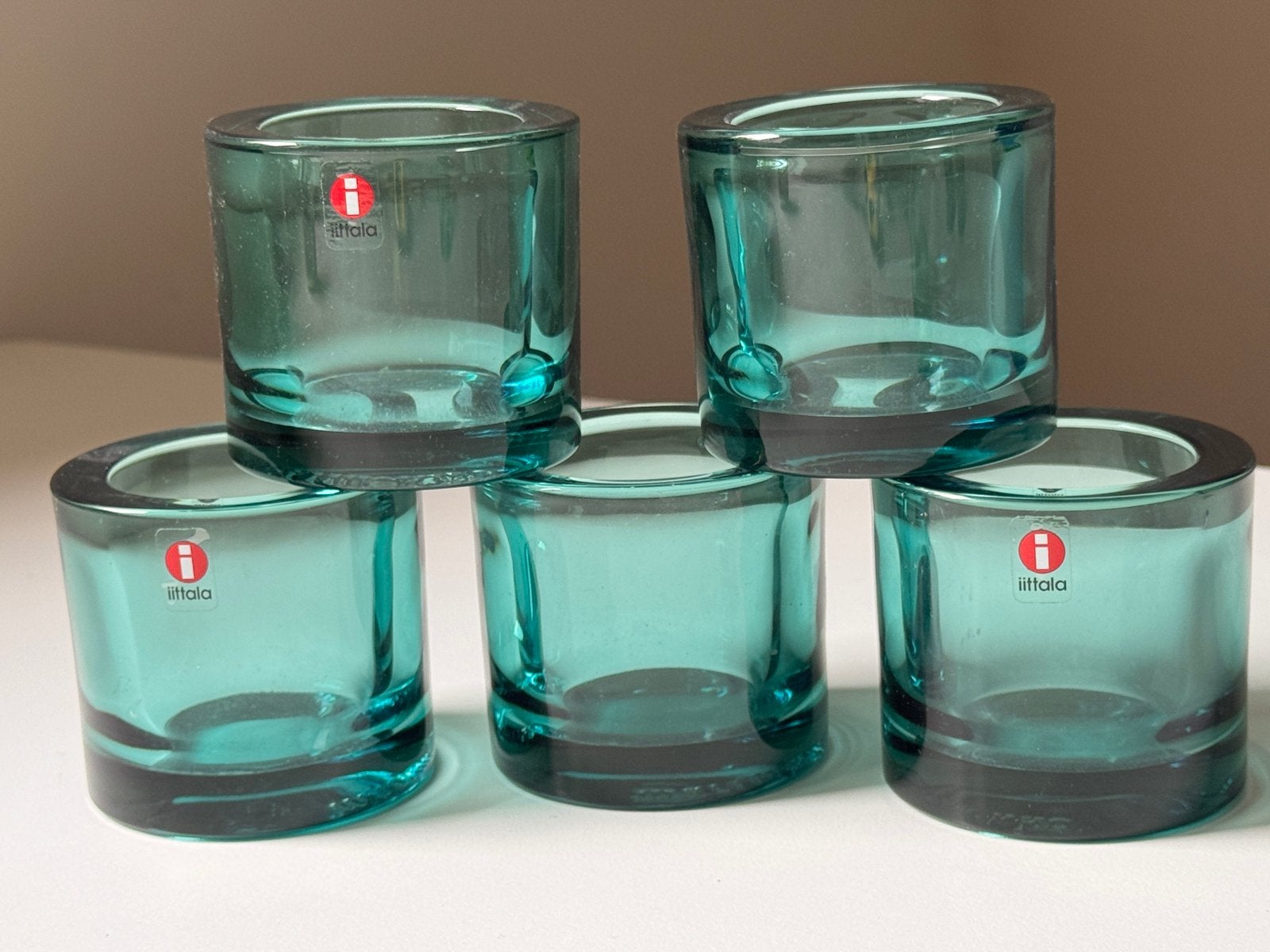 Zeeblauwe Marimekko Iittala Kivi waxinelichtjeshouders ZGAN, Huis en Inrichting, Ophalen of Verzenden, Zo goed als nieuw, Iittala