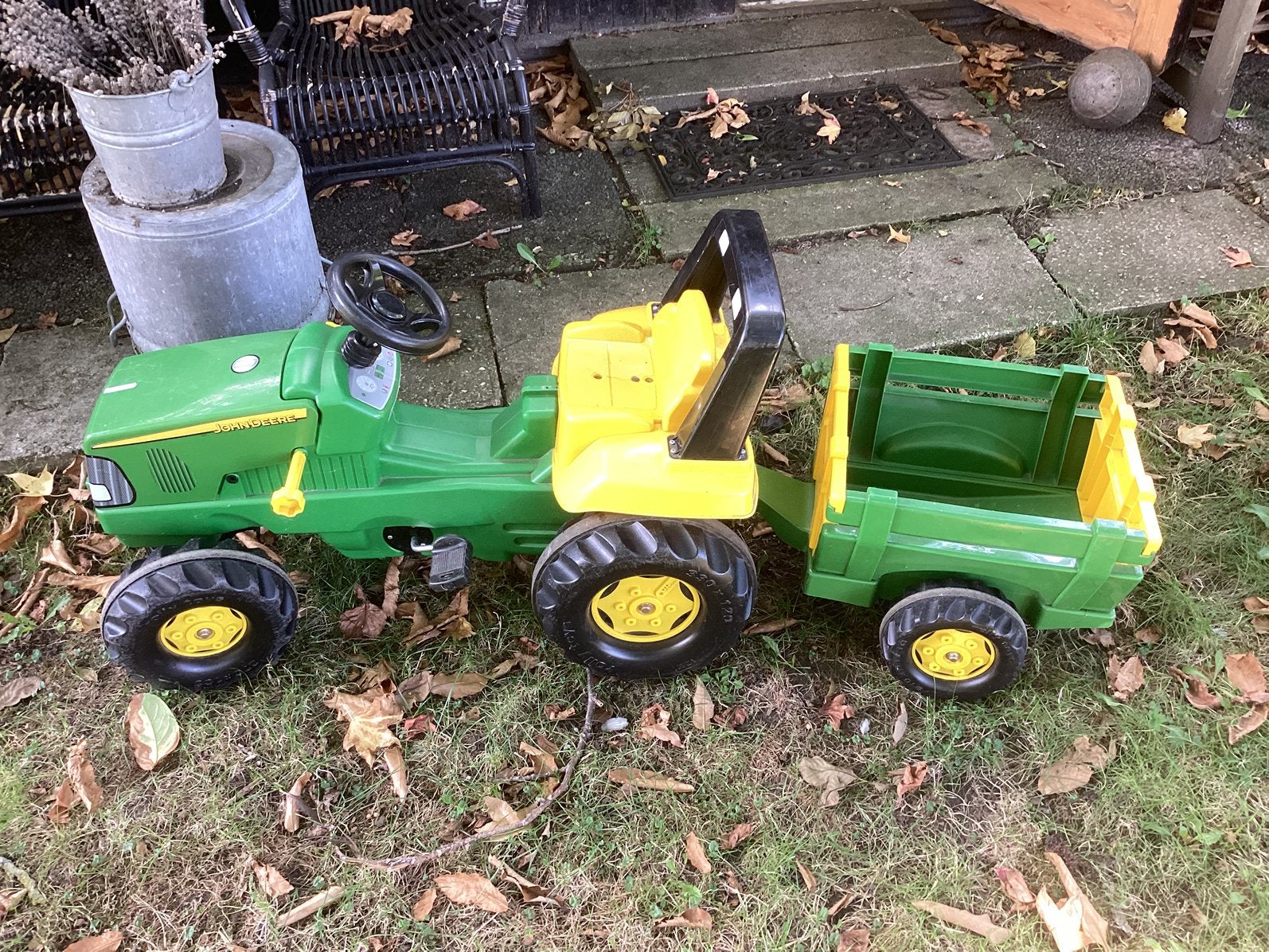 John Deere traptractor met aanhangwagen van Rolly Toys, Ophalen, Gebruikt