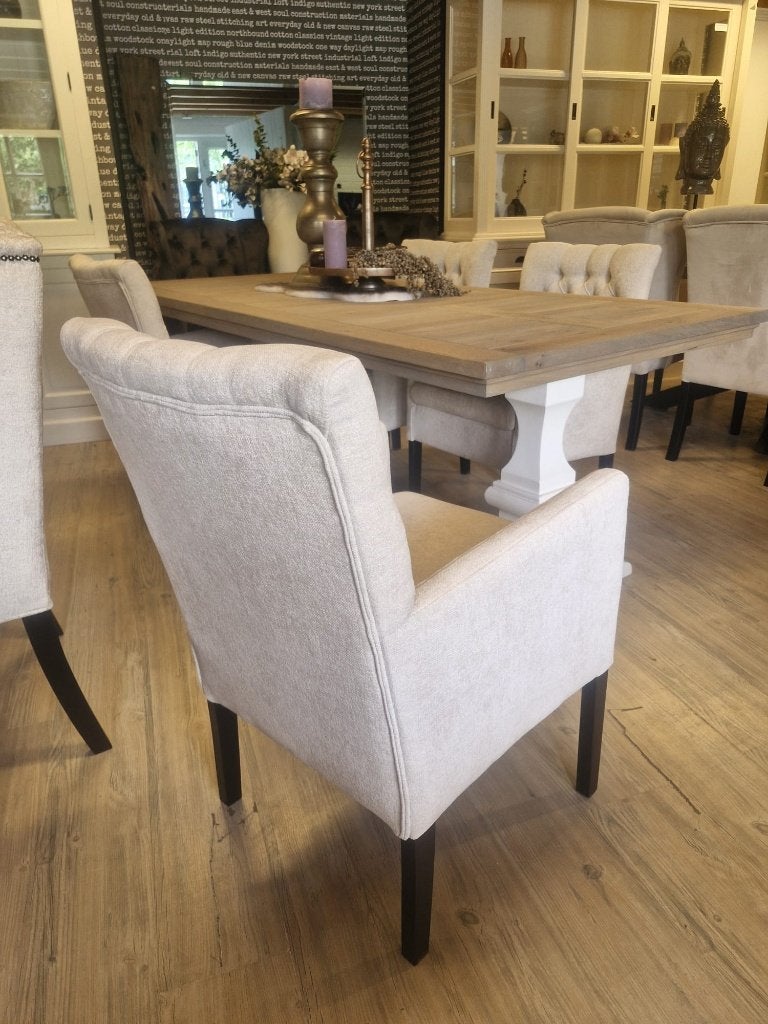 *VOORRAAD* 4 Landelijke Eetkamerstoel Bianca Stof Beige, Overige kleuren, Nieuw, Ophalen of Verzenden, Vier