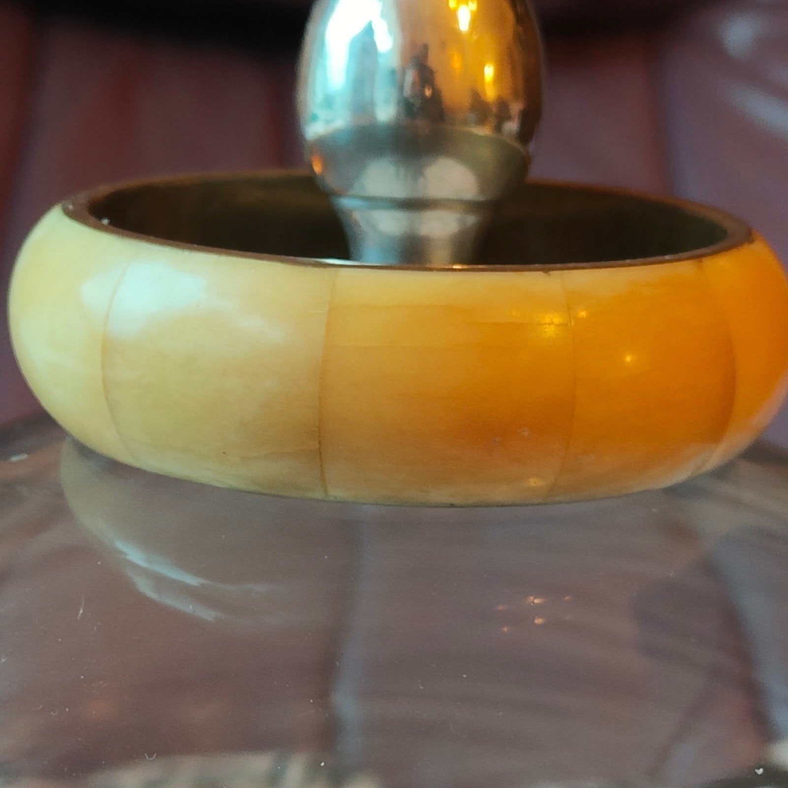 Vintage jaren 70 messing/been/parelmoer armband, Sieraden, Tassen en Uiterlijk, Armbanden, Verzenden, Zo goed als nieuw, Beige