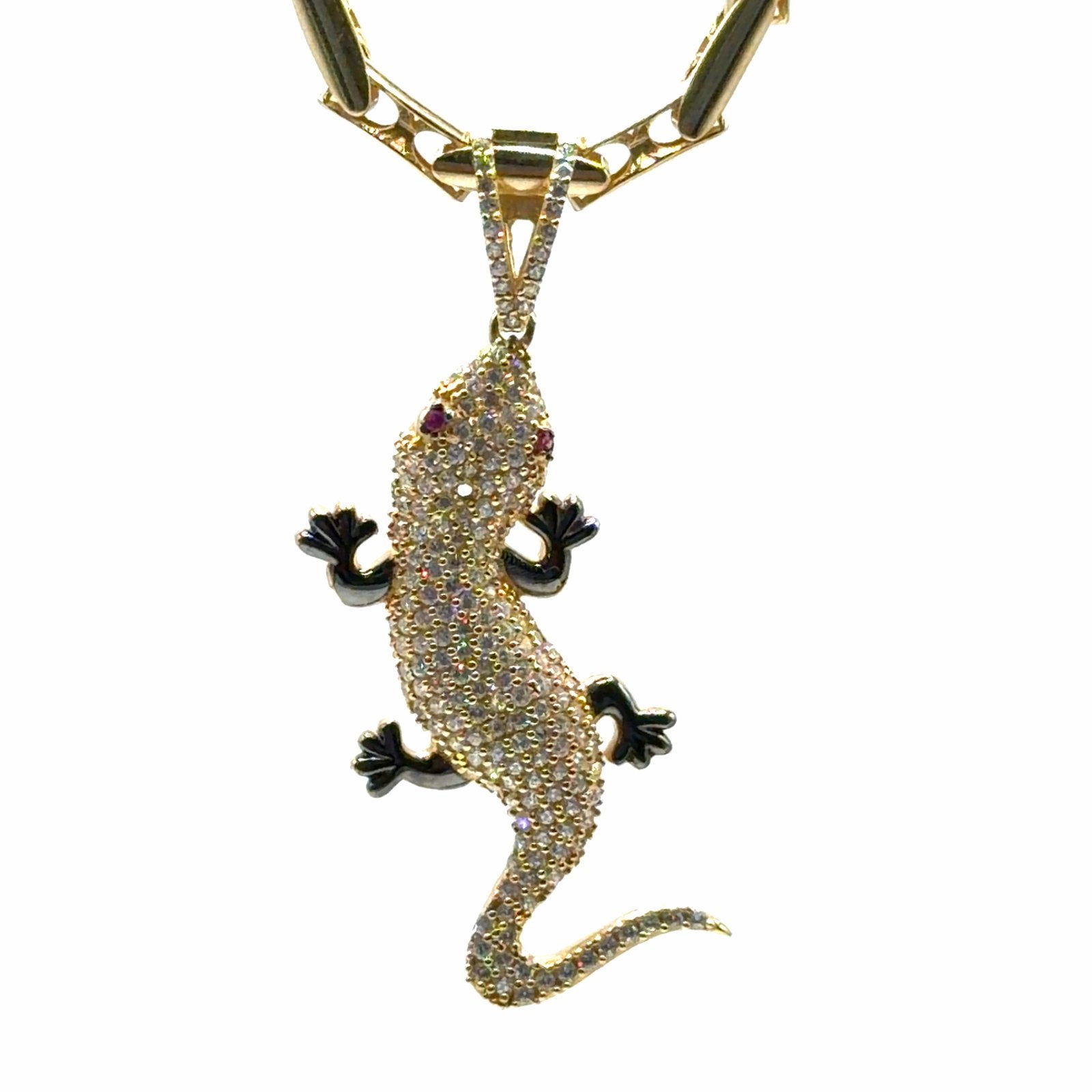 Gouden Hagedis Hanger met Zirkonia en Robijn Ogen, W, Nieuw, Ophalen of Verzenden, W