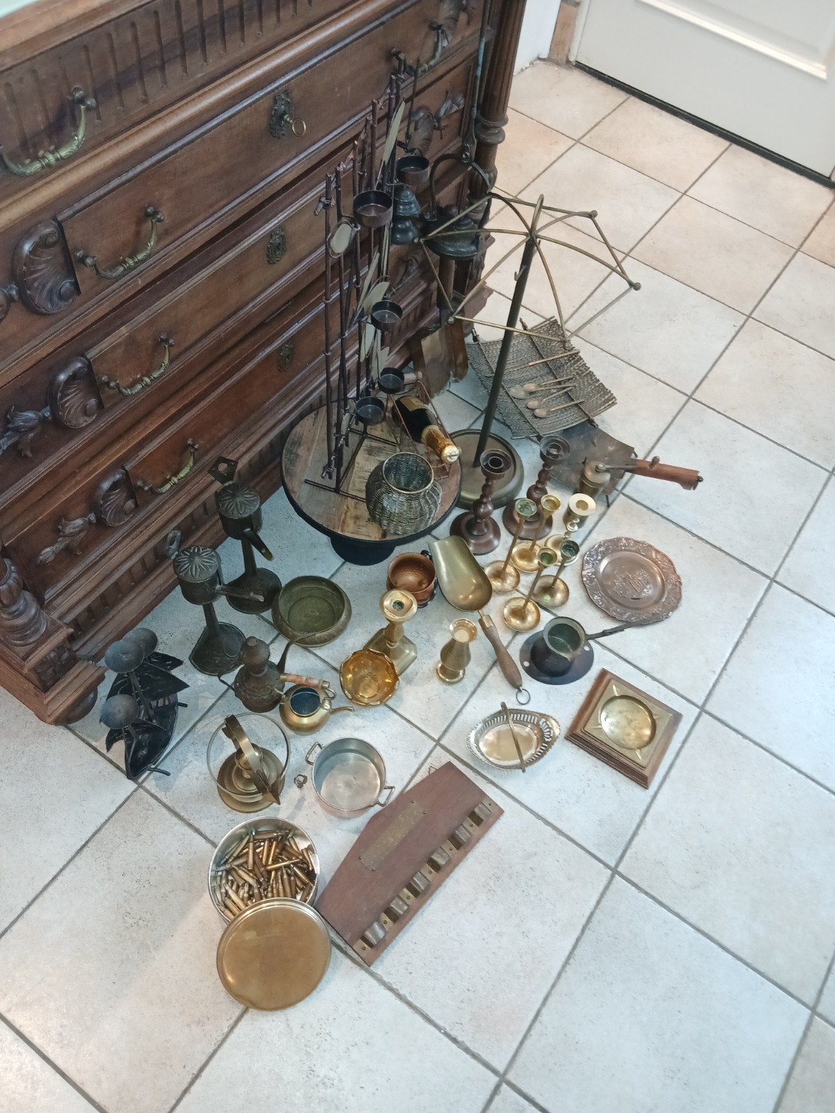 Diverse collectie van koperen en bronzen voorwerpen, Antiek en Kunst, Antiek | Koper en Brons, Ophalen of Verzenden, Koper